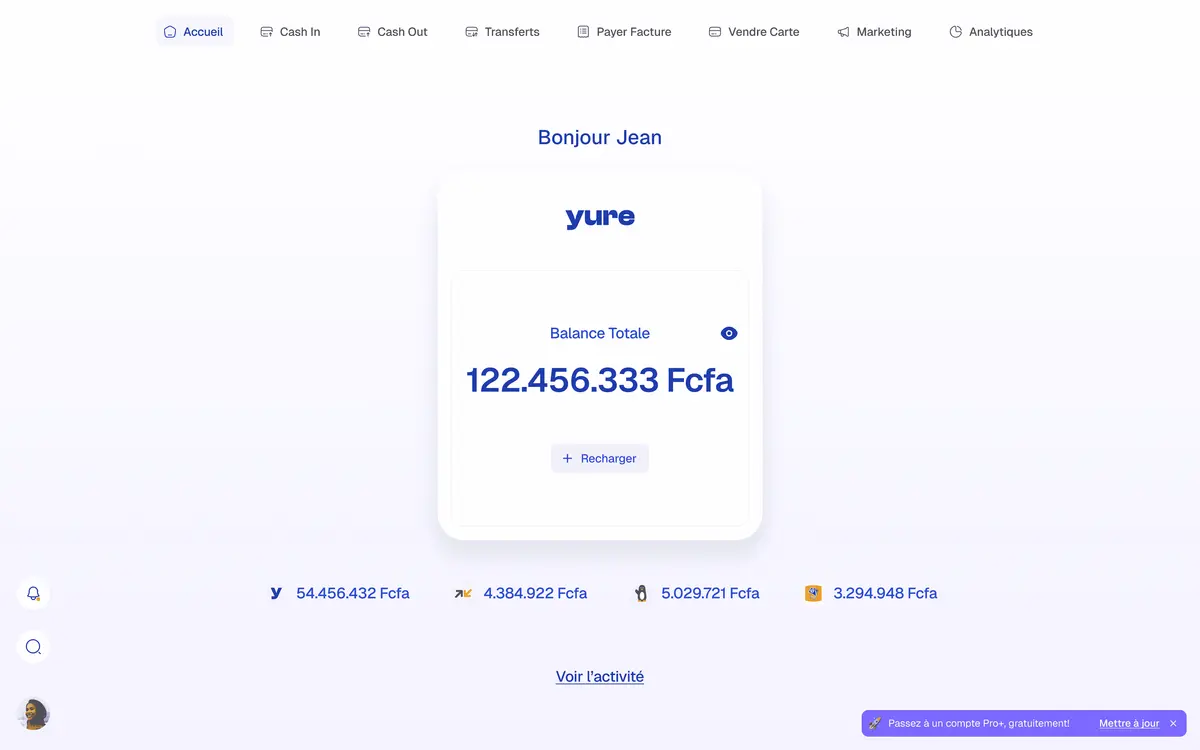 Design d'interface tableau de bord