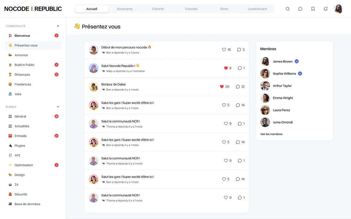 Nocode Republic - Plateforme communautaire
